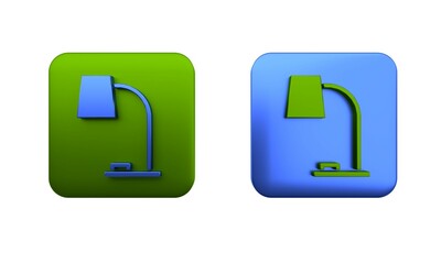 Poster - Colorful Table lamp icon isolated on white background. Table office lamp. Square button. 3D render illustration
