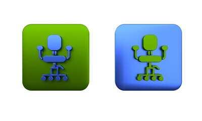 Poster - Colorful Office chair icon isolated on white background. Square button. 3D render illustration