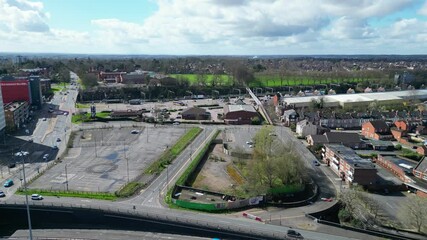 Canvas Print - Aerial Time Lapse Footage of Downtown Buildings at Central Coventry City Centre of England United Kingdom. March 30th, 2024