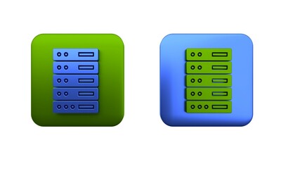 Aufkleber - Colorful Server, Data, Web Hosting icon isolated on white background. Square button. 3D render illustration