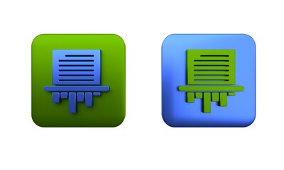 Poster - Colorful Paper shredder confidential and private document office information protection icon isolated on white background. Square button. 3D render illustration