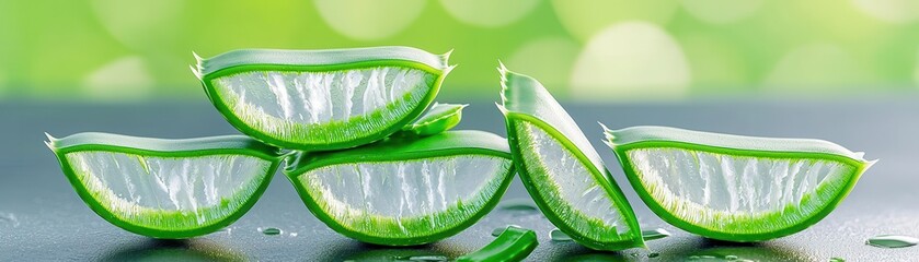 Closeup of Fresh Aloe Vera Slices.