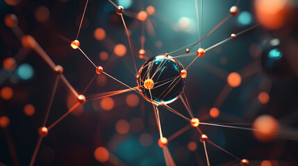 Poster - connected professionals abstract network illustrates business contacts corporate relationships strat