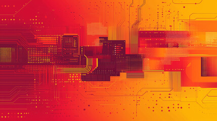 Abstract technology background. Red yellow tones
