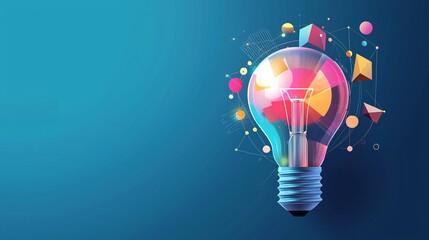 Poster - light bulb with futuristic design, innovation and future growth, flat design illustration