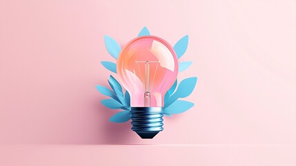 Poster - light bulb with futuristic design, innovation and future growth, flat design illustration