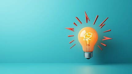 Aufkleber - light bulb with lightning bolt, powerful ideas leading to rapid growth, flat design illustration