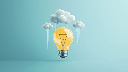 Aufkleber - light bulb with cloud and rain, nourishing ideas for growth, flat design illustration