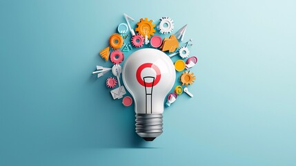 Aufkleber - light bulb with target, focused ideas driving growth, flat design illustration