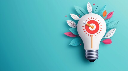 Aufkleber - light bulb with target, focused ideas driving growth, flat design illustration