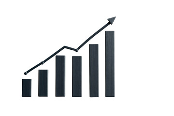 Poster - Bar chart with an upward trend, representing growth and success in business metrics, isolated on a white background.