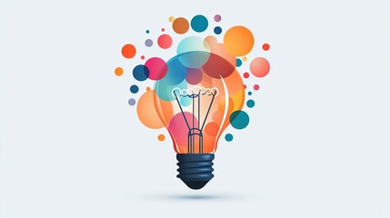 Aufkleber - light bulb with expanding circles, ripple effect of ideas on growth, flat design illustration