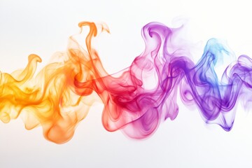 Poster - Colorful smoke swirl in vibrant shades of orange, pink, and purple, creating a dynamic abstract design on white background.