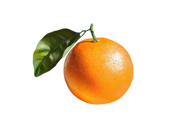 Aufkleber - Fresh orange with a green leaf on a white isolated background.