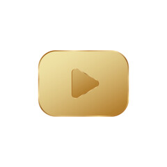 Poster - Golden play 3D button. Gold square play button.