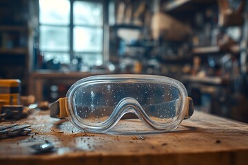 Wall Mural - Safety goggles on table