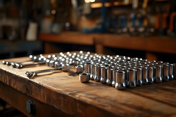 Wall Mural - Socket set on workbench