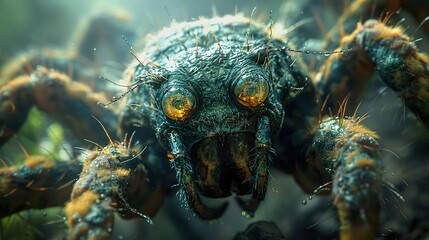 Poster - Close-Up of a Creepy Spider with Glowing Eyes