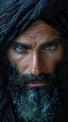 Poster - Intense Portrait of a Man with a Beard and Turban