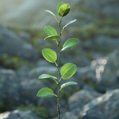 Sticker - Green Leaves Branch - Nature Photography