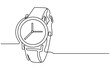 © Main - Watch one line continuous. Line art watch isolated on transparent background. Continuous line of vintage watch, Watch continuous line icon vector illustration. Clock symbol