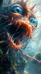 Poster - Surreal Fantasy Creature with Glowing Eyes and Tentacles