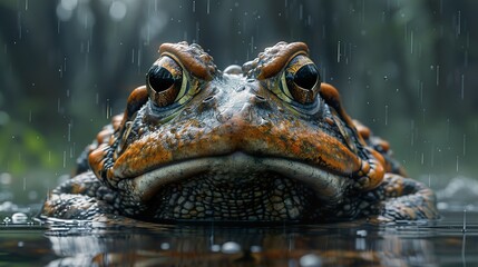 Poster - Close Up of a Frog in the Rain