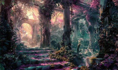 Poster - Mystical Arboretum of Wonders, 4K hyperrealistic photo