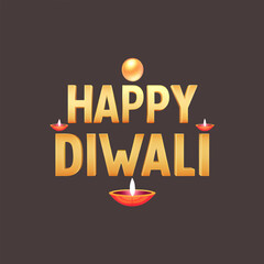 Poster - Free Vector happy Diwali lettering design generative ai,