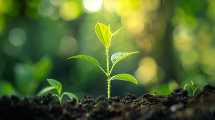 Canvas Print - Green Sprout Emerging From Soil - Nature's Renewal