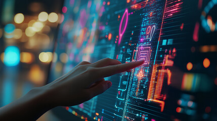 Fototapete - IT  information technology concept on touchscreen, computer systems