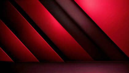 Poster - Abstract light pattern in red and black with a gradient and floor, wall, and metal texture. Soft tech diagonal background in black, dark, sleek, and modern.