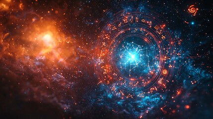 cosmic zodiac signs with glowing symbols