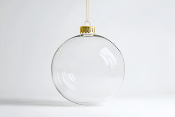 Transparent Christmas Ornament:  A clear glass Christmas ornament with a gold top, perfect for showcasing your own festive decorations. Capture the essence of the holiday season with this elegant.