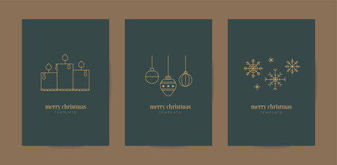 luxury merry christmas card, banner, invitation, templates, art deco design. modern elegant minimali