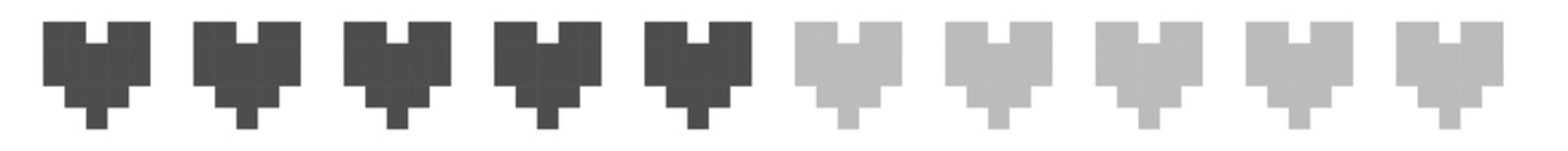 Fototapete - collection set of retro game 8bit pixel art heart loading process progress counter bar, flat png tra