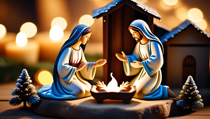 artistic nativity scene depictions mary joseph jesus