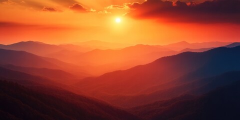 Wall Mural - Mountain Range Sunset