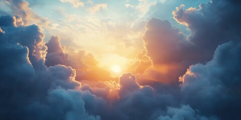 cloudy sky with sunbeams