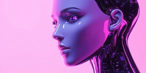 Poster - Woman's face on pink background