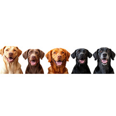 Wall Mural - Five Dogs with Happy Expressions Isolated on a Transparent Background