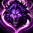 © AIgameicons - Fierce purple lion with glowing eyes and magical energy.