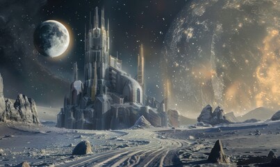 Wall Mural - lunar citadel of dreams, 4k hyperrealistic photo