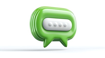 Poster - Simple speech bubble icon, vibrant green color, clean design, perfect for communication themes, ideal for digital and print media.