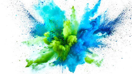 Wall Mural - a bright explosion of green and blue paint. the colors are bright and the paint is splattered all ov