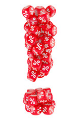 Poster - exclamation mark from red discount cubes, 3d rendering isolated on transparent background