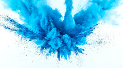 Wall Mural - swirling blue smoke with particles and dust flying in different directions. an explosion of blue smo
