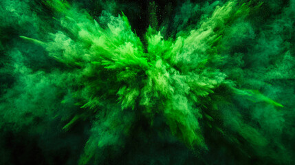 Wall Mural - an all-consuming green cloud of chemical waste. an explosion of green powder of holi paints. a stron