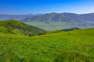 Teghenyats Ridge and Kasagh river valley scenic view from Mount Ara (Aragatsotn province, Armenia)