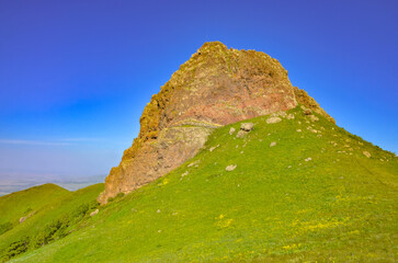 Wall Mural - volcanic rock pinnacle on Mount Ara summit (Aragatsotn province, Armenia)